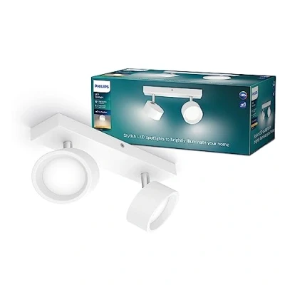 Imagen de Philips Barra de Iluminación Bracia, con 2 Focos, 5.5W, 550 lm Luz Blanca Cálida 2700k, Blanco
