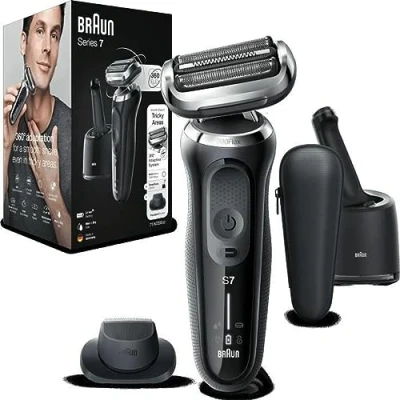 Imagen de Braun Series 7 71 N7200cc Afeitadora Eléctrica 360 Flex, Uso en Seco y Mojado, con Recortadora de Precisión, Centro Limpieza SmartCare, Negro
