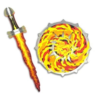 Imagen de Liontouch Set de Espada y Escudo Llama para Niños Medieval Espuma Juego Imaginario con Tema Fuego Rugiente Armas Seguras Armadura Batalla Disfraces, Cosplay Trajes