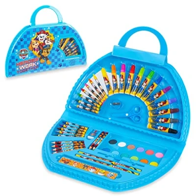 Imagen de Paw Patrol Maletín Pinturas para Niños, Kit de Dibujo con Rotuladores y Cera Colores, Azul