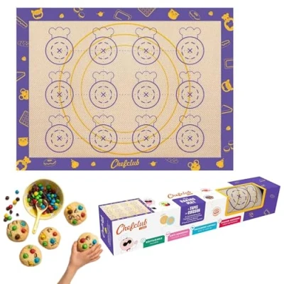 Imagen de Chefclub Kids Alfombra de cocina para niños y adultos Silicona fibra vidrio Formas Dessinadas Lavable reutilizable 30 x 40 cm