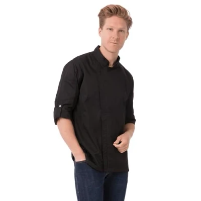 Imagen de Chef Works BCLZ008BLKL Chaquetilla de Cocinero para Hombres, Hartford, Negro (, L