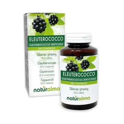 Imagen de Eleuterococo o Ginseng siberiano (Eleutherococcus senticosus) raíces Naturalma 150 g 300 comprimidos Complemento alimenticio Natural y Vegano