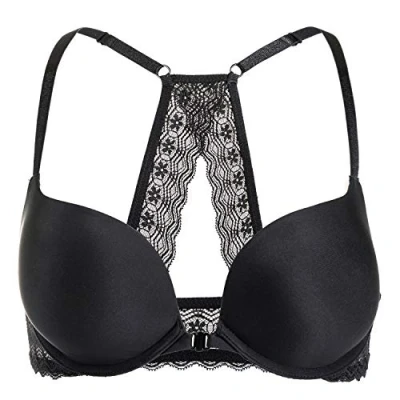 Imagen de DOBREVA Sujetador Invisible Push Up con Aros Relleno para Mujer Negro 100D