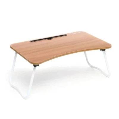 Imagen de InnovaGoods Mesa Plegable Auxiliar Multiusos, Ideal para Portátil y Desayuno en Cama, Superficie Antideslizante, Fácil de Guardar, Madera MDF Metal, Marrón, 60 x 27 40 cm, Metal