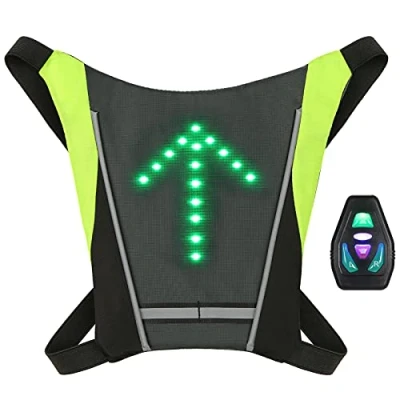 Imagen de Lixada Chaleco de señal Giro LED, Reflectante USB Recargable con indicador dirección y Control Remoto, para Ciclismo Luz Advertencia