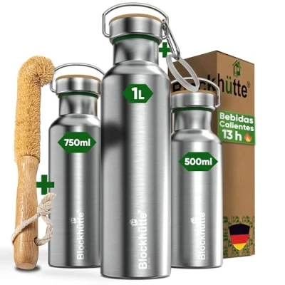 Imagen de Blockhuette Botella acero inoxidable I termo 500ml Garrafa agua termica, Sin BPA, Resistente al Frio y Calor, Ideal para Niños, Deporte, Gimnasio Viajes