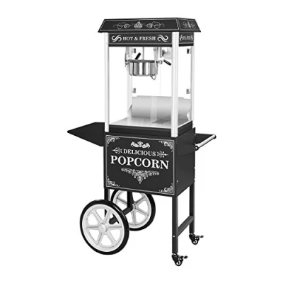 Imagen de Royal Catering RCPW.16.2 Palomitera negra con diseño americano y carrito 1600 W