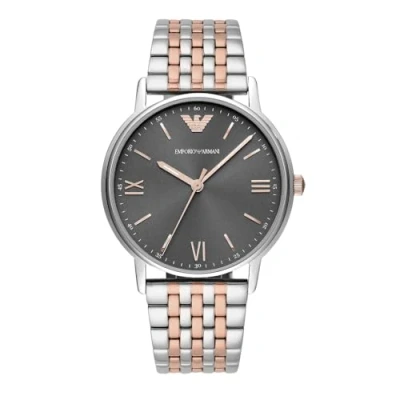 Imagen de Emporio Armani Reloj Hombre, Movimiento de tres agujas, caja acero inoxidable plateado 41 mm con correa inoxidable, AR11121, tono oro rosa y plata
