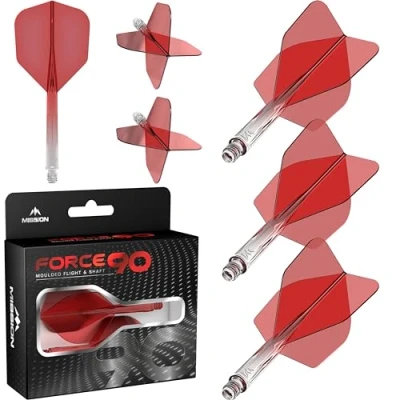 Imagen de Mission Darts Force 90 Sistema integrado de vuelo y eje dardos moldeado precisión, paquete 3 plumas tallos combinados profesionales altamente duraderos Estándar n.º 6