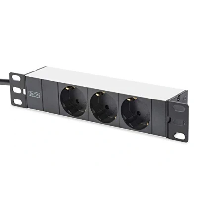 Imagen de DIGITUS Regleta de 3 Tomas 1U 10 Pulgadas (254 mm) Montaje en Rack Armario Red Plata/Negro