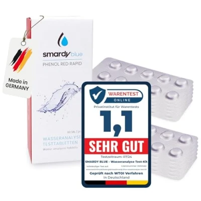Imagen de smardy 120 Pastillas de Prueba Agua Rápida Phenol Red (Valor PH), Comprobador pH, Calidad del Test para Piscina, Whirlpool, Acuario y Potable