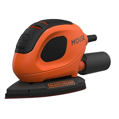 Imagen de BLACK+DECKER Lijadora de Detalle Mouse 55 W, Velocidad 11.000 RPM, Diámetro Orbita 1.5 mm, Fijación Papel Lija con Velcro, Incluye 15 Accesorios y Bolsa Transporte, BEW230BC QS