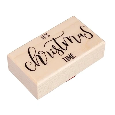 Imagen de Rayher Sello madera &#039;It&#039;s christmas time&#039;, soporte 4x7 cm, decoración Navidad, 29251000