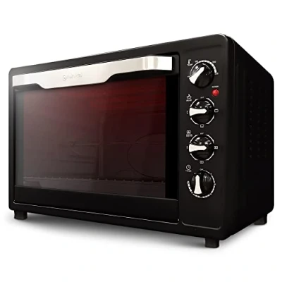 Imagen de Grunkel Horno eléctrico multifunción de sobremesa 63L HR 63RMRRUSTI Con 3 funciones calor y selector temperatura hasta 230ºC. Incluye rustidora 2200W Negro