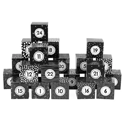 Imagen de Papierdrachen Calendario de adviento DIY para Rellenar Set Cajas Motivo Pizarra Look 24 Colores cartón Poner y Navidad.