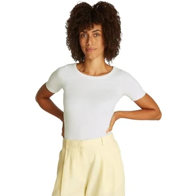 Imagen de Tommy Hilfiger SLIM Camiseta básica, Mujer, Talla: Large, Ecru