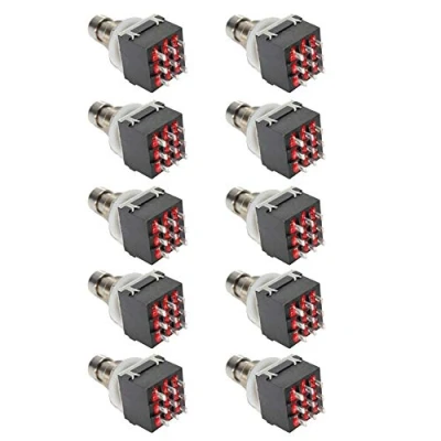 Imagen de Mintice 10 Piezas 3PDT 9 Pines Interruptor de Pedal Efecto Guitarra Presionar el Botón True Bypass Metal Caja Efectos Stomp Negro