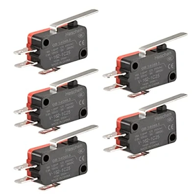 Imagen de Heschen Micro interruptor, V 162 1C25, SPDT, palanca de bisagra corta, 16A 250VAC, 5 piezas