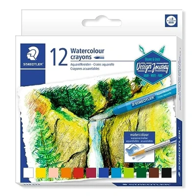 Imagen de STAEDTLER 223 C12; crayones Acuarelables De Colores Variados; caja Con 12 Lápices Cera Para Acuarela, multicolor