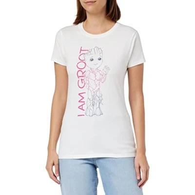 Imagen de Marvel Woiamgmts001 Camiseta, Blanco, S para Mujer