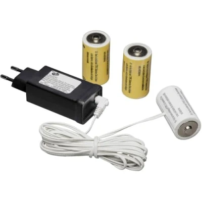 Imagen de Konstsmide 5173 000 Adaptador de corriente para batería (3 pilas C 1,5 V, 4,5 cable blanco), color blanco