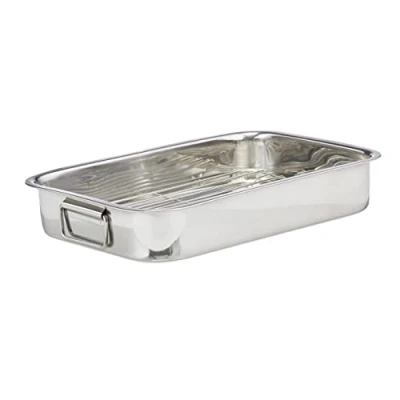 Imagen de Relaxdays Bandeja Horno con Asas y Rejilla, Acero Inoxidable, Plata, Tamaño XL