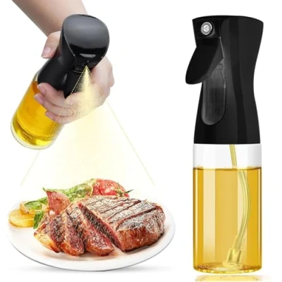 Imagen de Criveple Pulverizador de aceite, botella spray 200 ml, aceite para cocinar, salpicaduras vinagre, atomizador hornear, asar, pasta, ensalada (negro)