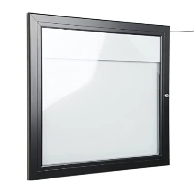 Imagen de Danieli Store Tablón de Anuncios Exterior Negro para Menús con Cerradura y Par Llaves Fácil Montaje en Pared Superficie Acero Magnético Escribible (2x A4 LED)