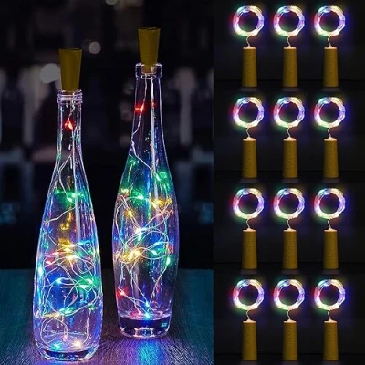 Imagen de Vicloon 12 Piezas, Luces LED para Botellas, 2 m, 20 de Hadas Alambre Cobre Botellas Licor Cálidas, Aptas Fiestas,Hogar,Exteriores (Energía Grado A)
