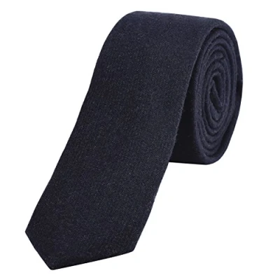 Imagen de DonDon Corbata estrecha de algodón para hombres 6 cm azul marino