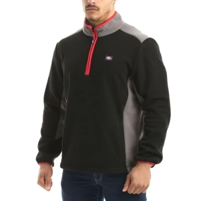 Imagen de Lee Cooper para hombre Ropa de trabajo LCTOP303 Zip Neck térmica anti píldora Detalle Fleece Pullover suéter del puente superior con reflexivo, Negro/Gris, X Large