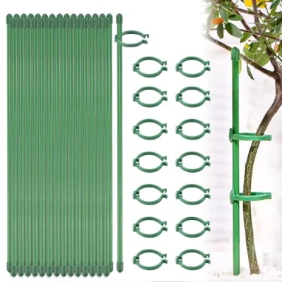 Imagen de NAROSEBE 20 Piezas Tutores para Orquideas, Palos de Soporte Plantas con 40 Clips, Plantas, Estacas Varillas Flores Tomates Girasol