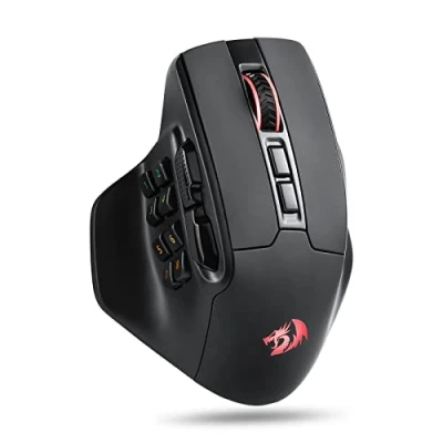 Imagen de Redragon M811 PRO Ratón inalámbrico MMO para juegos, 15 botones programables RGB con construcción ergonómica de agarre natural, 10 teclas macro laterales, software compatible carpetas
