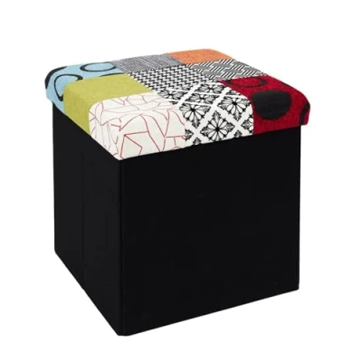 Imagen de HOME DECO FACTORY Caja PUF Plegable Patchwork