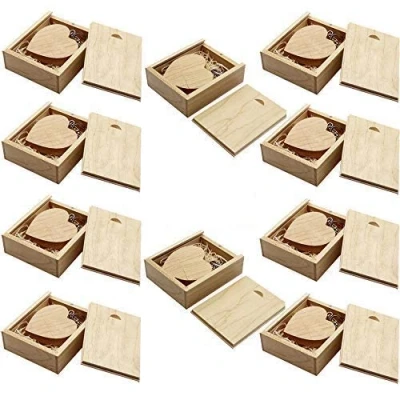 Imagen de A Plus+ 10 Unidades de Memoria USB 16GB Eco Madera Forma Corazón con Caso (Arce)