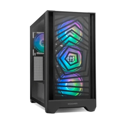 Imagen de NOX XTREME PRODUCTS Hummer Plasma Semitorre ATX M ITX, Panel Frontal Mesh y Cristal Templado incluidos, Espacio para 7 Ventiladores, 4X Ventiladores ARGB preinstalados, USB C 3.0, Negro