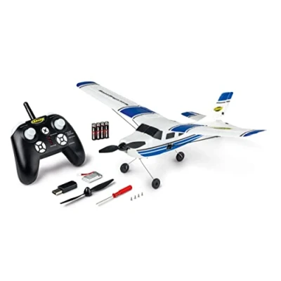 Imagen de Carson 500505034 avión Deportivo con radiocontrol de 2,4 GHz 100% RTR, Azul maqueta Vuelo teledirigida, por radiocontrol, Robusta RTF (Ready to Fly) para Principiantes