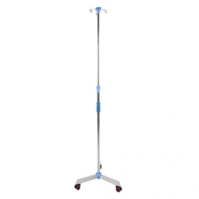 Imagen de soporte de suelo portátil para portasueros, infusión acero inoxidable ajustable en altura con 4 ganchos y 3 ruedas