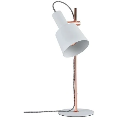 Imagen de Paulmann 79658 luminaria de sobremesa Neordic Haldar máx. 1x20 W, para lámparas E14, lámpara mesita noche blanco/cobre mate 230 V metal, sin fuente luz