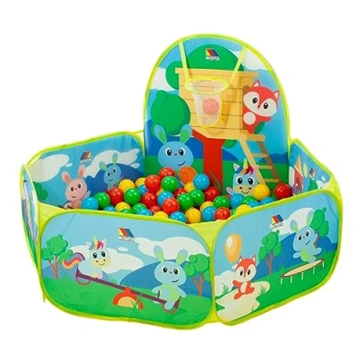 Imagen de MOLTO Parque de Bolas con 25 Pelotas Piscina Incluye Canasta Juguetes Sensoriales para Bebes Educativos Niños 6 Meses
