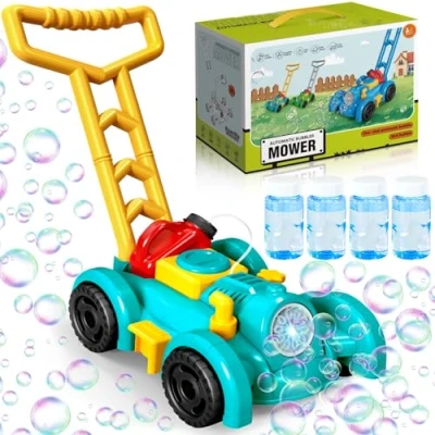 Imagen de JEDWKFA Burbujas de Jabon Niños, Cortacesped Juguete Jardin, Maquina Pompas Jabon, Mecanismo Soplado Automático, Bubble Machine para Fiesta Al Aire Libre Boda