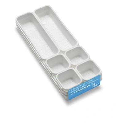 Imagen de madesmart Contenedor de Almacenamiento Set 9 cubetas, pl&amp;Aacutestico, Blanco