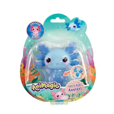 Imagen de Animagic Let’s GLO Axolotl Mascota Electrónica &amp; Lumínica Azul para Niños a Partir de 4 Años Juego Sensorial Experiencia Táctil Cuerpo Extensible Flota Brilla en el Agua