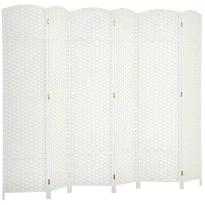 Imagen de HOMCOM Biombo de 6 Paneles 240x170 cm Separador Ambientes Plegable para Dormitorio Sala Estar Oficina Blanco