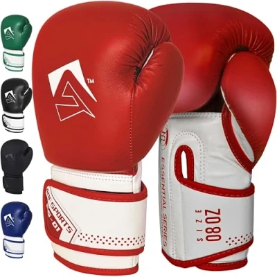 Imagen de AQF Guantes De Boxeo para MMA Muay Thai Boxing Bag Kick Saco Pie Y Punching con Capas Extra Acolchado (Rojo, 12oz)