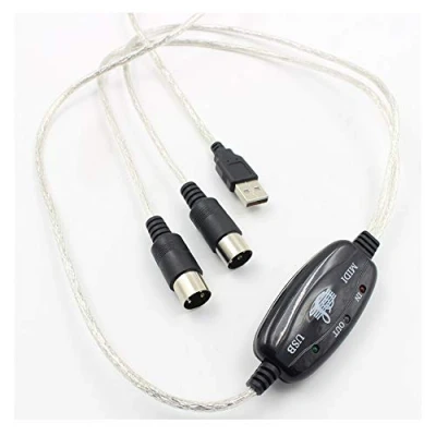 Imagen de VOANZO Convertidor de Cable USB a MIDI 2 en 1 PC sintetizador Music Studio Teclado Interfaz Plug Controlador Adaptador 16 canales Admite computadora portátil Windows y Mac
