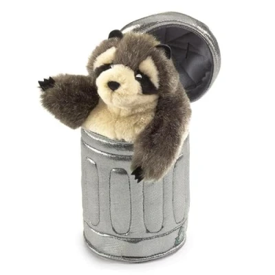 Imagen de Folkmanis Raccoon in Garbage Can Hand Puppet