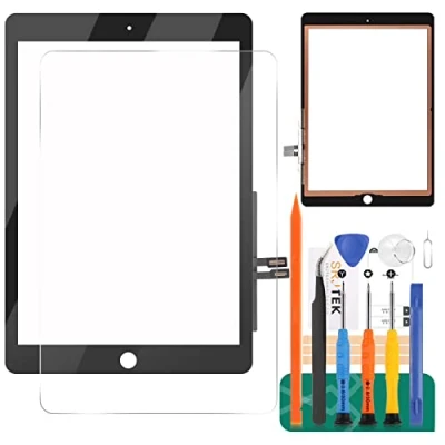 Imagen de SRJTEK Reemplazo De Pantalla Táctil iPad 9.7 &quot;2018 6 6th Gen A1893 A1954 Kits Ensamblaje Vidrio Digitalizador Táctil+Adhesivo+Herramientas+Vidrio Templado (Negro)