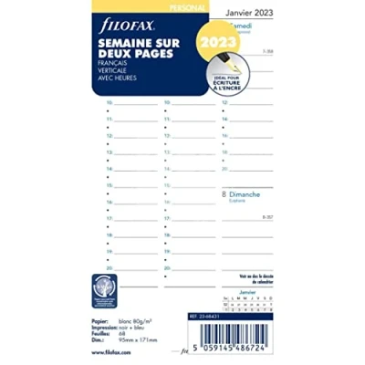 Imagen de Filofax Semana en dos páginas francés Per 2023, Blanco